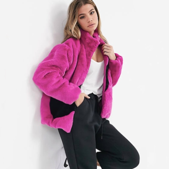 Nike Faux Fur Jacket in Cactus Flower - Picture 3 of 9